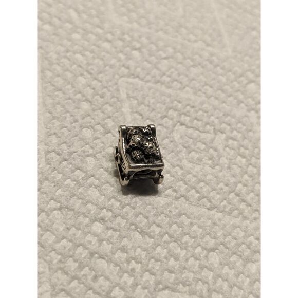 AUTHENTIC Pandora Sterling Silver Santa's Sleigh Charm w/Garnet Accent RETIRED - Picture 4 of 5
